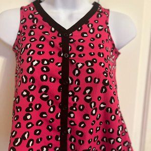 Stylish Total Girl sleeveless pink and black animal print top 7/8